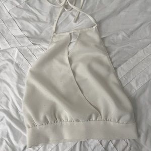 Tobi White tie up crop top